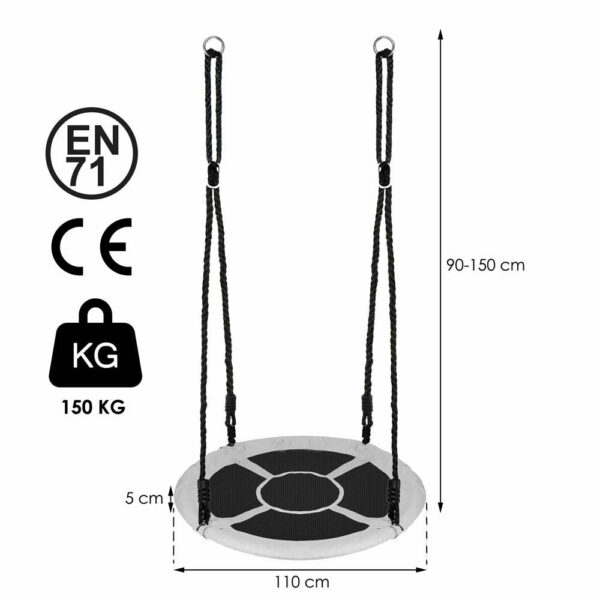 Leagan tip cuib Sersimo NS23, diametru 110cm, inaltime reglabila, pentru exterior, sarcina 150 kg, gri - Image 22