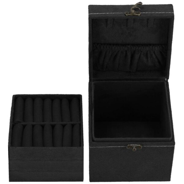 (DL) Cutie depozitare si organizare bijuterii, velur, 12x 12 x 12 cm, negru - Image 24