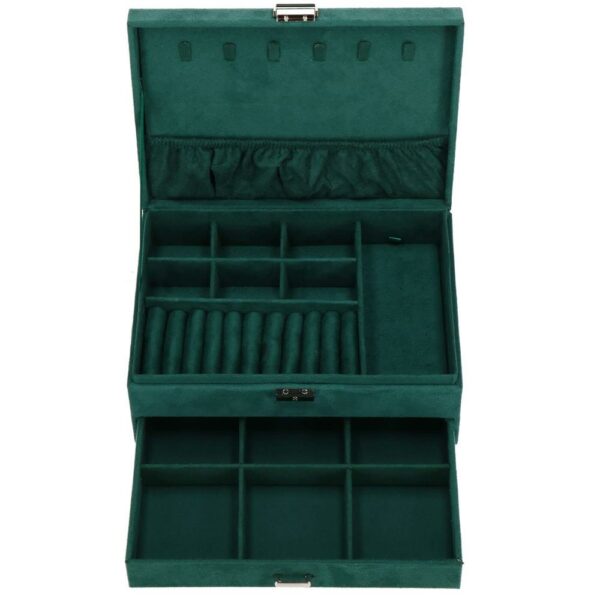 Cutie depozitare si organizare bijuterii, velur, 27 x 19 x 10,5 cm, verde - Image 22