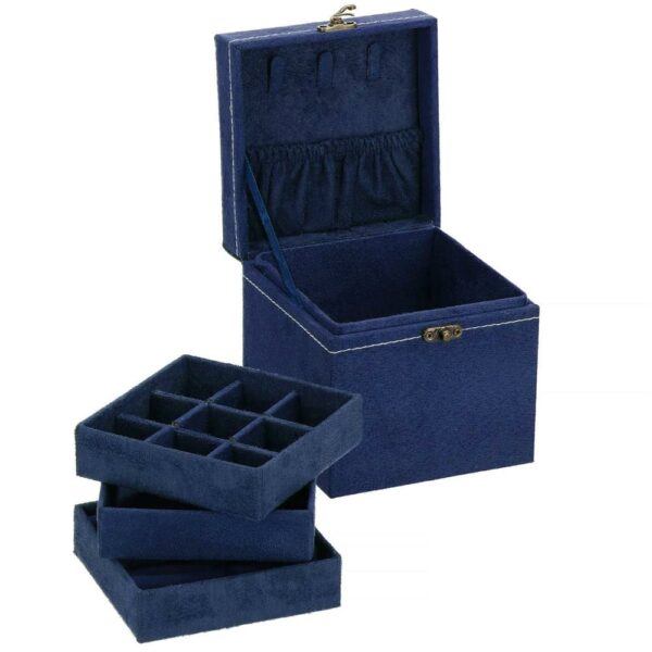 (DL) Cutie depozitare si organizare bijuterii, velur, 12 x 12 x 12 cm, albastru - Image 22