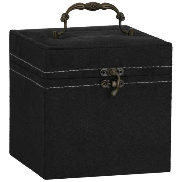 (DL) Cutie depozitare si organizare bijuterii, velur, 12x 12 x 12 cm, negru - Image 5