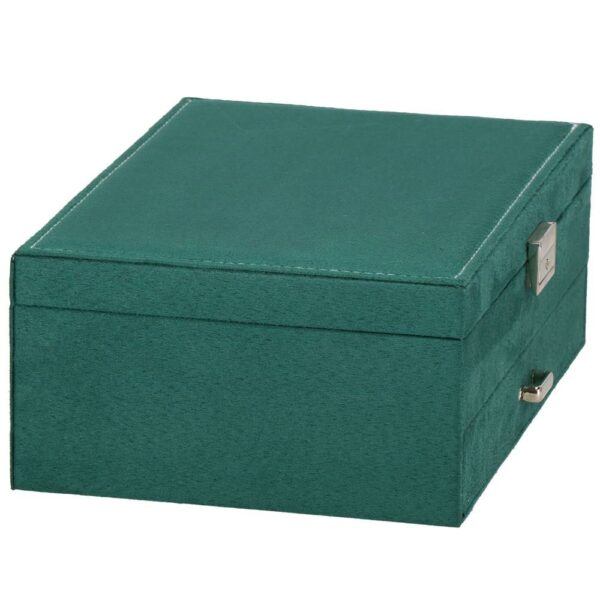 Cutie depozitare si organizare bijuterii, velur, 27 x 19 x 10,5 cm, verde - Image 4