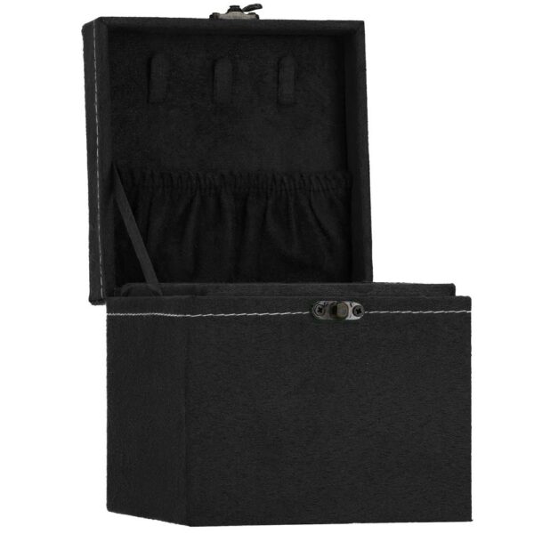 (DL) Cutie depozitare si organizare bijuterii, velur, 12x 12 x 12 cm, negru - Image 7