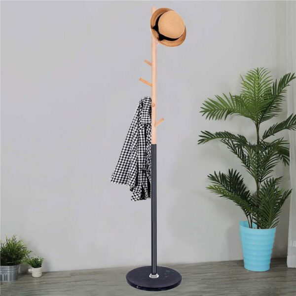 Cuier tip pom din metal Sersimo, 6 agatatoare, 180cm, negru maro - Image 6
