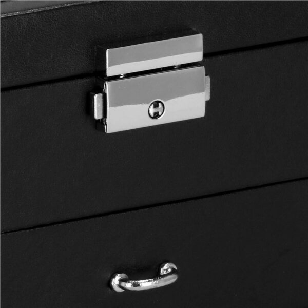 (DL) Cutie depozitare si organizare bijuterii, MDF, piele ecologica, 16 x 16 x 11cm, negru - Image 24