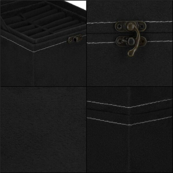 (DL) Cutie depozitare si organizare bijuterii, velur, 12x 12 x 12 cm, negru - Image 10