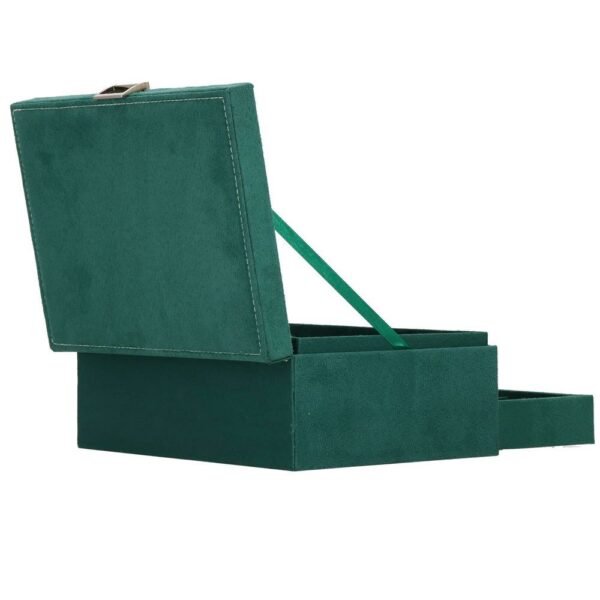 Cutie depozitare si organizare bijuterii, velur, 27 x 19 x 10,5 cm, verde - Image 8