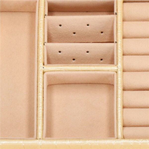 (DL) Ékszertároló és rendszerező doboz, MDF, ökobőr és velúr, 17,5 x 14 x 12,5 cm, krém - Image 8