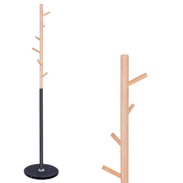 Cuier tip pom din metal Sersimo, 6 agatatoare, 180cm, negru maro - Image 8