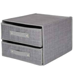 Organizator dulap tip lada cu 2 sertare, Sersimo, textil, gri
