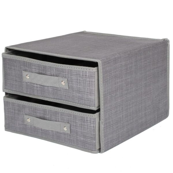 Organizator dulap tip lada cu 2 sertare, Sersimo, textil, gri