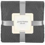 Patura pufoasa pentru 2 persoane, 2 fete, model in relief, 70x160cm, gri