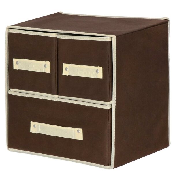 Organizator dulap tip lada cu 3 sertare, Sersimo, textil, maro si bej - Image 2