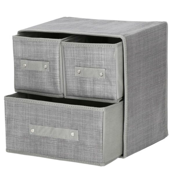 Organizator dulap tip lada cu 3 sertare, Sersimo, gri