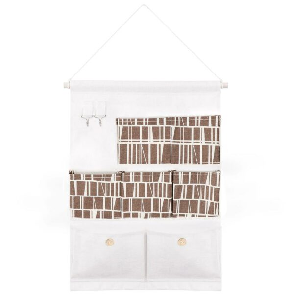 (DL) Organizator suspendat cu 7 buzunare din in, 68x38cm, alb - Image 2