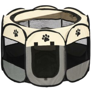 Összecsukható kennel házi kedvenceknek, átmérője 73 cm, krémszürke