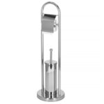 Stand cu perie WC si suport hartie igienica, inox, 80cm, argintiu cromat