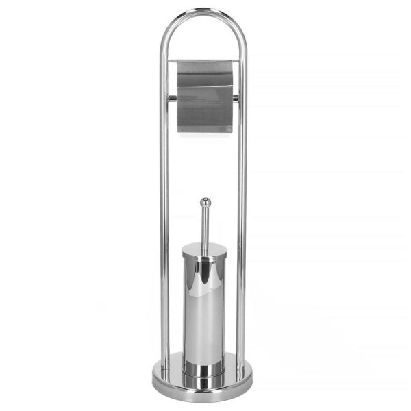 Stand cu perie WC si suport hartie igienica, inox, 80cm, argintiu cromat - Image 10