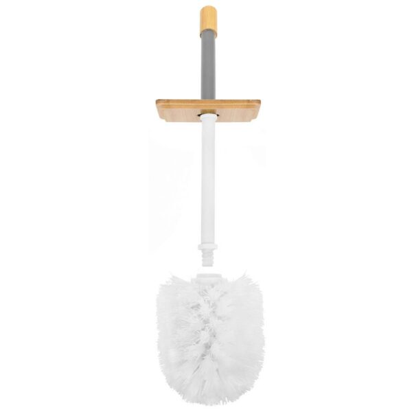 Stand cu perie WC si suport hartie igienica, metal, 79cm, gri - Image 10