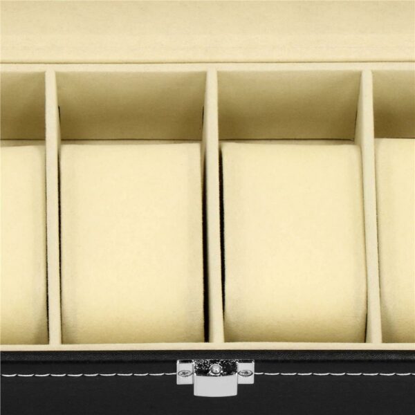 Óratároló és rendszerező doboz, MDF, ökobőr, 30x11x8cm, fekete - Image 10