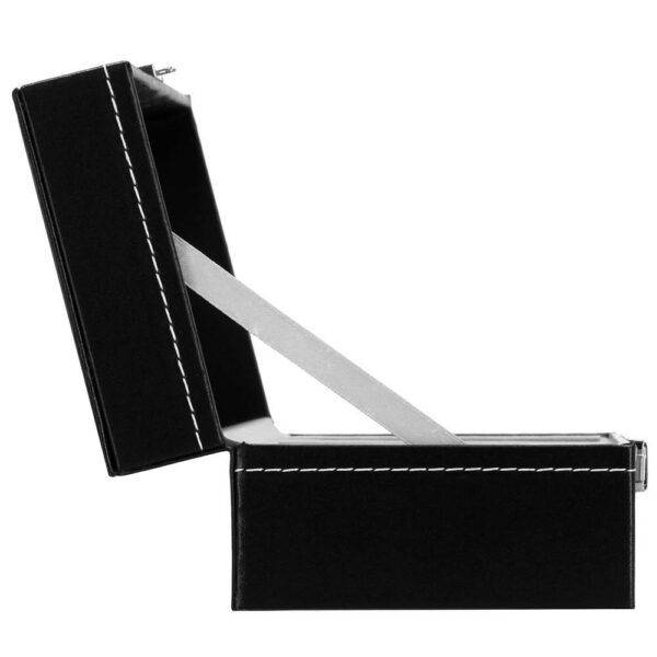 (DL) Cutie depozitare si organizare ceasuri, MDF, piele ecologica, 30x11x8cm, negru gri - Image 10
