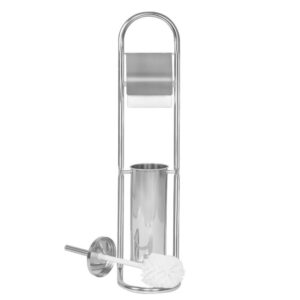 Stand cu perie WC si suport hartie igienica, inox, 72cm, argintiu