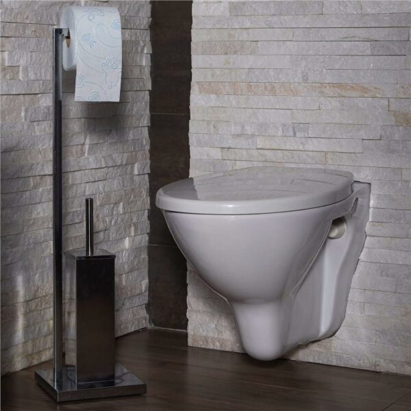 Stand cu perie WC si suport hartie igienica, inox, 75cm, argintiu - Image 10