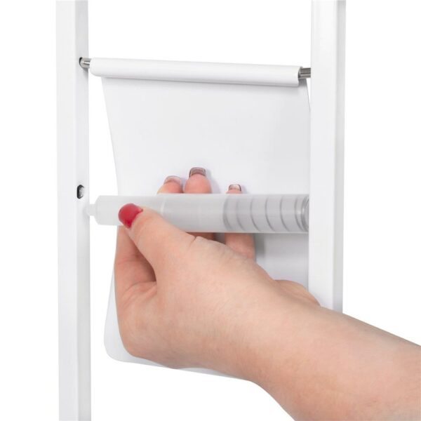 Stand cu perie WC si suport hartie igienica, metal si bambus, 74cm, alb - Image 9