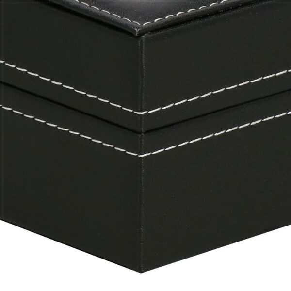 Cutie depozitare si organizare ceasuri, MDF, piele ecologica, 20,5x11x8cm, negru - Image 11