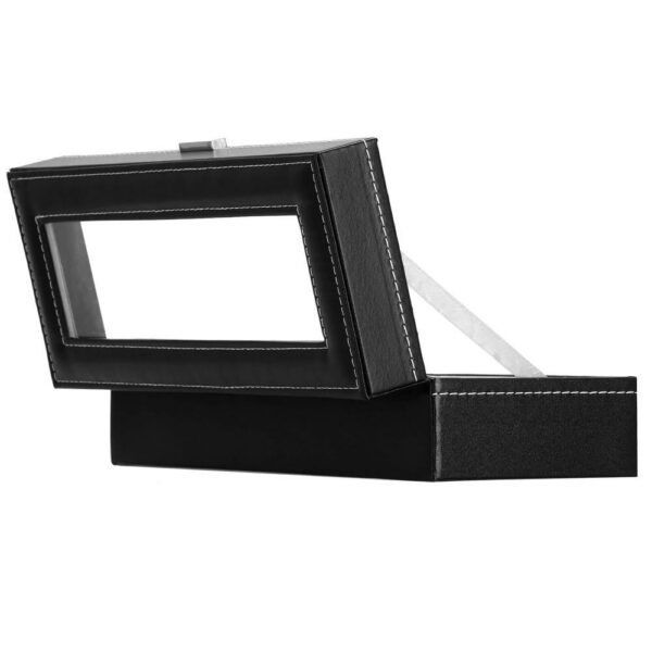 (DL) Cutie depozitare si organizare ceasuri, MDF, piele ecologica, 30x11x8cm, negru gri - Image 11