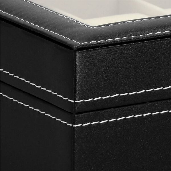 (DL) Cutie depozitare si organizare ceasuri, MDF, piele ecologica, 25x20x8cm, negru - Image 11