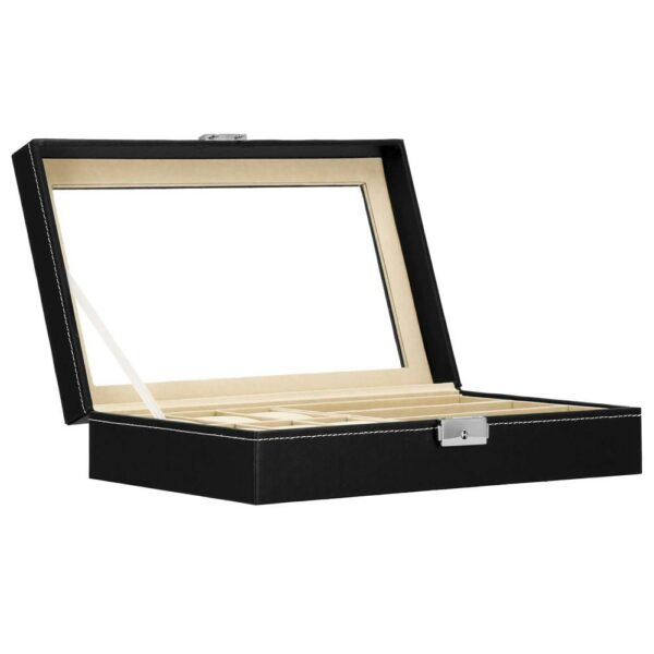 RESIGILAT: (DL) Cutie depozitare si organizare ceasuri si ochelari, MDF, piele ecologica, 33x20x8cm, negru - Image 14