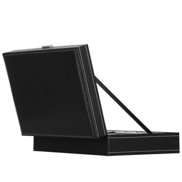 Cutie depozitare si organizare ceasuri si alte accesorii, MDF, piele ecologica, 30x20x8cm, negru - Image 11