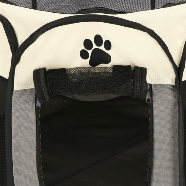 Összecsukható kennel házi kedvenceknek, átmérője 73 cm, krémszürke - Image 12