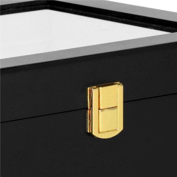 (DL) Cutie depozitare si organizare ceasuri, MDF, piele ecologica, 26,5x20x8cm, negru - Image 12