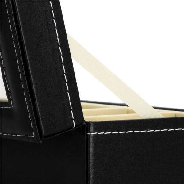 Cutie depozitare si organizare ceasuri, MDF, piele ecologica, 20,5x11x8cm, negru - Image 13