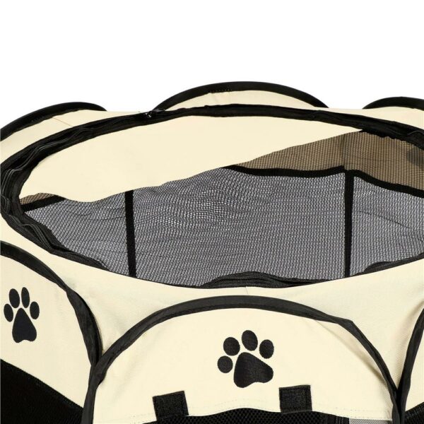 Összecsukható kennel házi kedvenceknek, átmérője 73 cm, krémszürke - Image 14