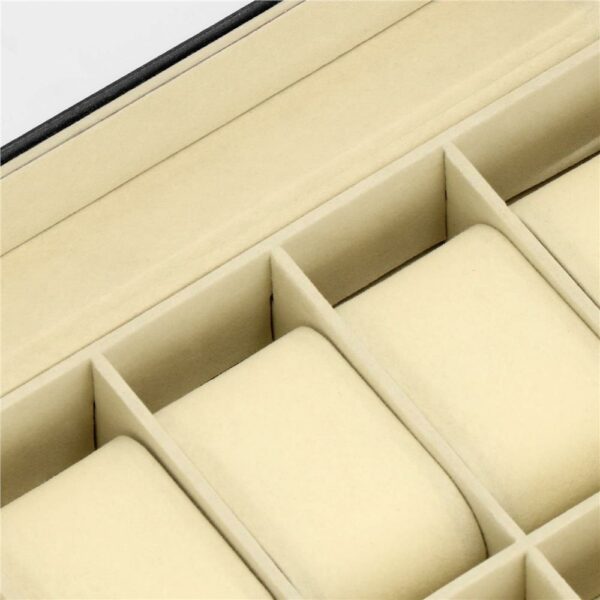 (DL) Cutie depozitare si organizare ceasuri, MDF, piele ecologica, 25x20x8cm, negru - Image 15