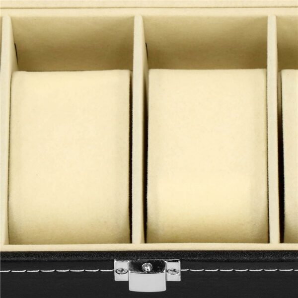 Cutie depozitare si organizare ceasuri, MDF, piele ecologica, 20,5x11x8cm, negru - Image 15