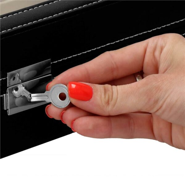 (DL) Cutie depozitare si organizare ceasuri si ochelari, MDF, piele ecologica, 33x20x8cm, negru - Image 16