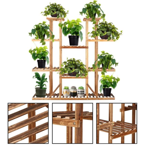 Stand de flori din lemn cu 15 etajere suport GA200, 119x120cm - Image 15