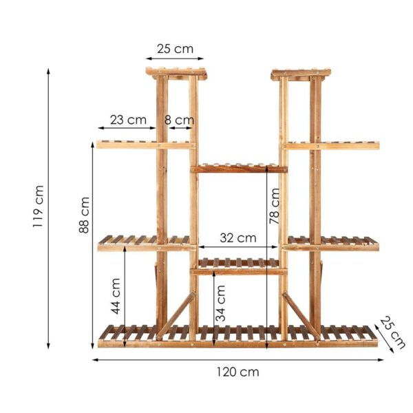 Stand de flori din lemn cu 15 etajere suport GA200, 119x120cm - Image 16