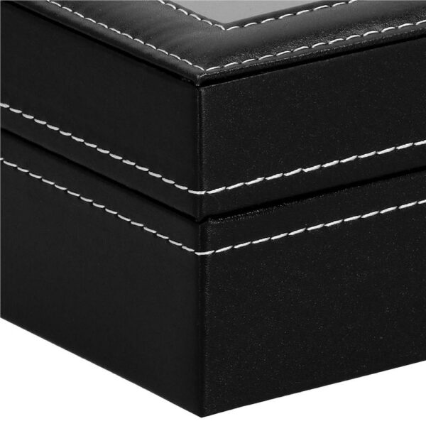 (DL) Cutie depozitare si organizare ceasuri, MDF, piele ecologica, 30x11x8cm, negru gri - Image 18