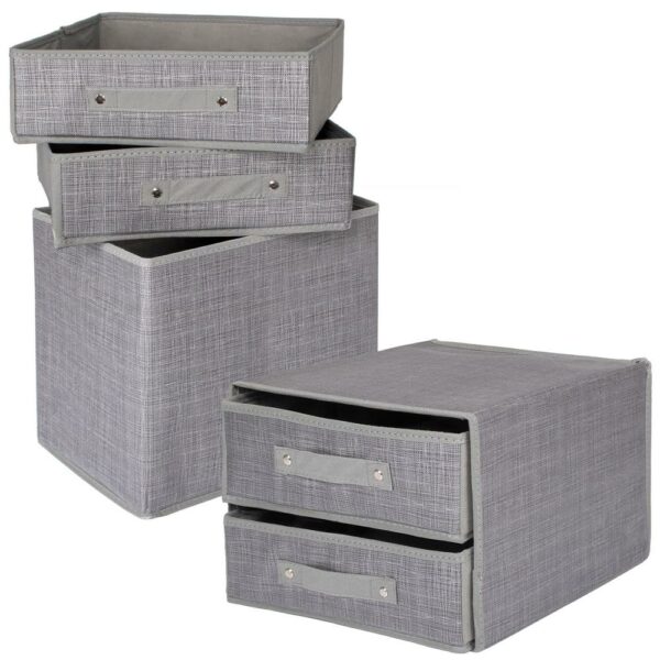 Organizator dulap tip lada cu 2 sertare, Sersimo, textil, gri - Image 2