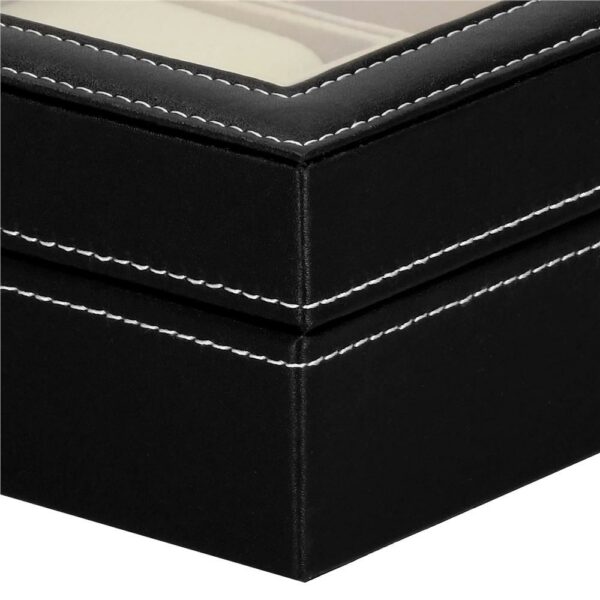 (DL) Cutie depozitare si organizare ceasuri si ochelari, MDF, piele ecologica, 33x20x8cm, negru - Image 20