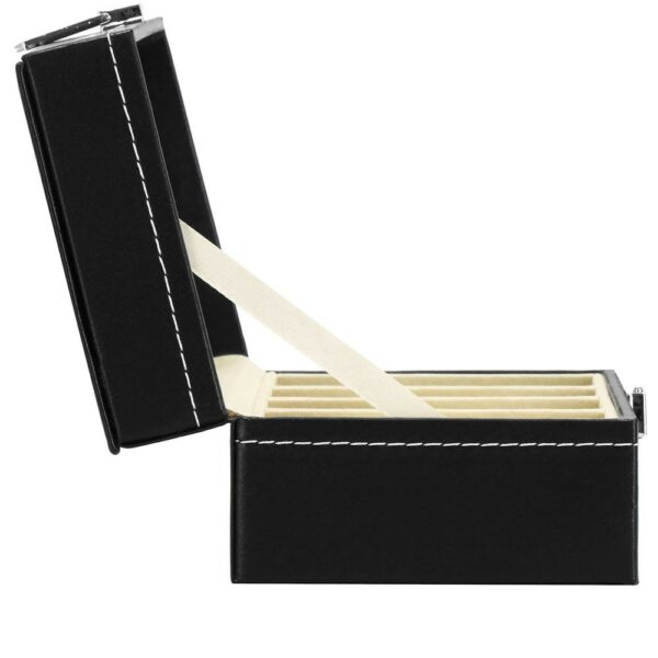 Cutie depozitare si organizare ceasuri, MDF, piele ecologica, 20,5x11x8cm, negru - Image 3