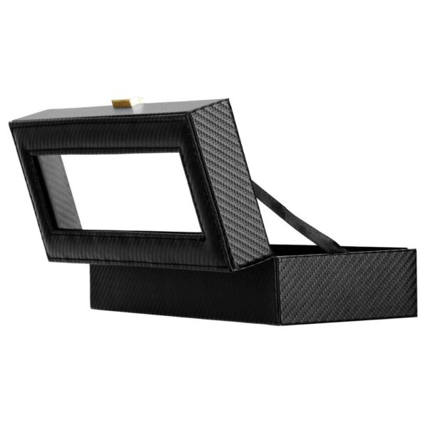 (DL) Cutie depozitare si organizare ceasuri, MDF, piele ecologica, 30x11x8cm, negru carbon - Image 3