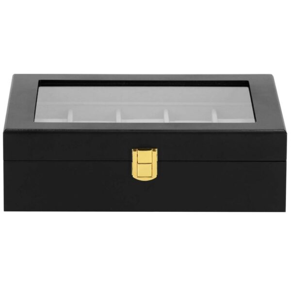 (DL) Cutie depozitare si organizare ceasuri, MDF, piele ecologica, 26,5x20x8cm, negru - Image 3