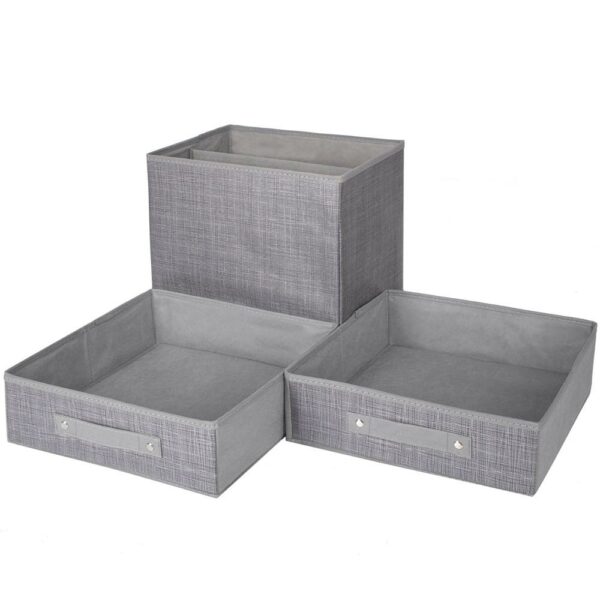 Organizator dulap tip lada cu 2 sertare, Sersimo, textil, gri - Image 3