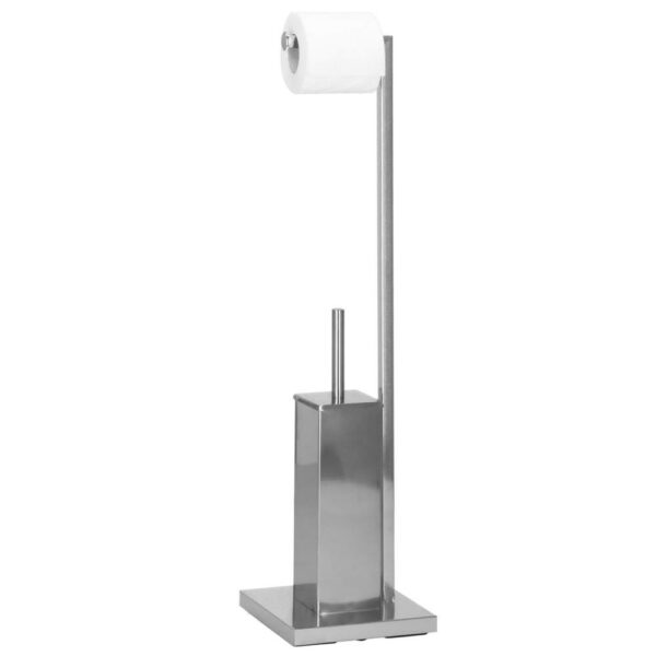 Stand cu perie WC si suport hartie igienica, inox, 75cm, argintiu - Image 3
